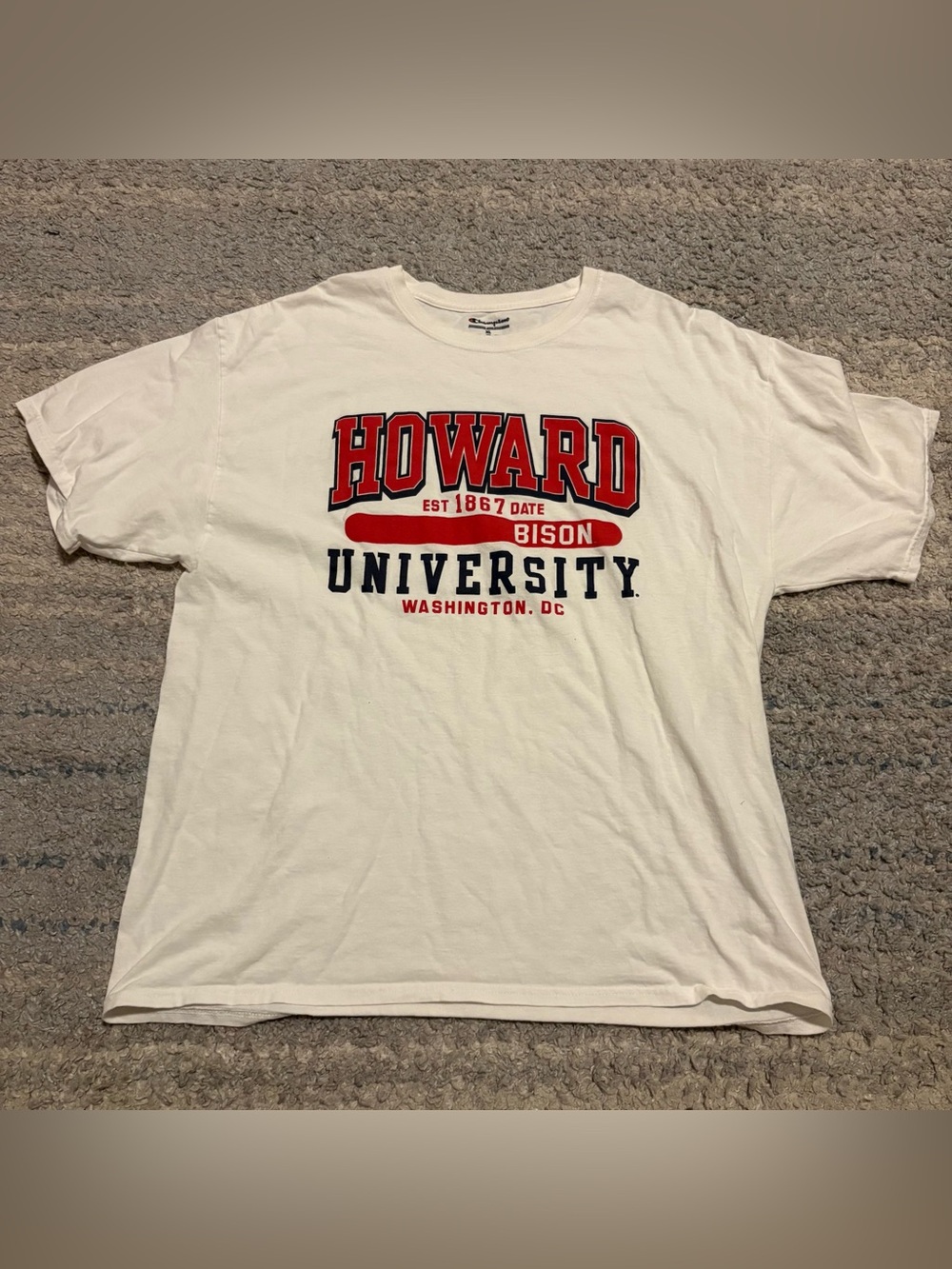 Champion Authentic Athleticwear Howard University Bison Tee White Size XL